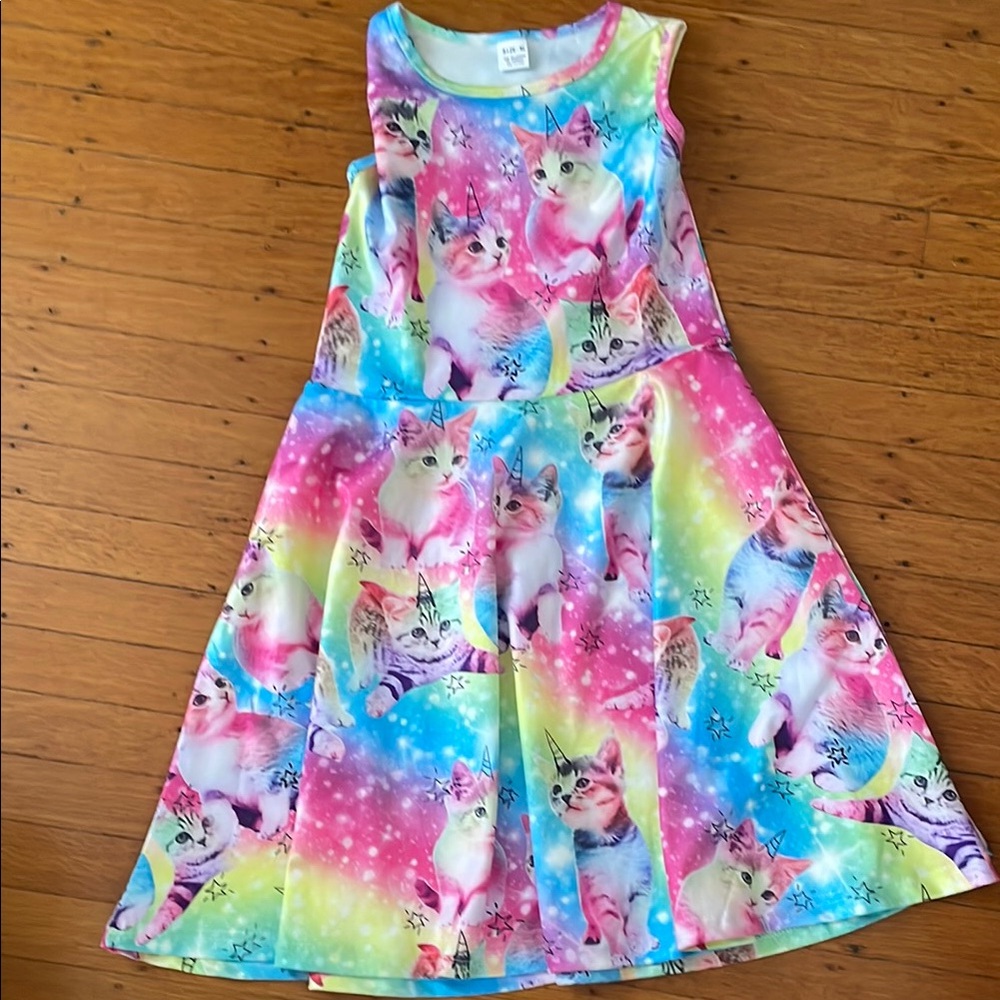 Colorful Cat (caticorn) Print Dress